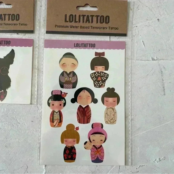 Temporary Tattoos Japanese Kokeshi Dolls and Schnauzer Dog Bundle - NEW - Picture 4 of 9